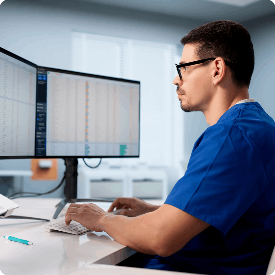 Doctor working at computer