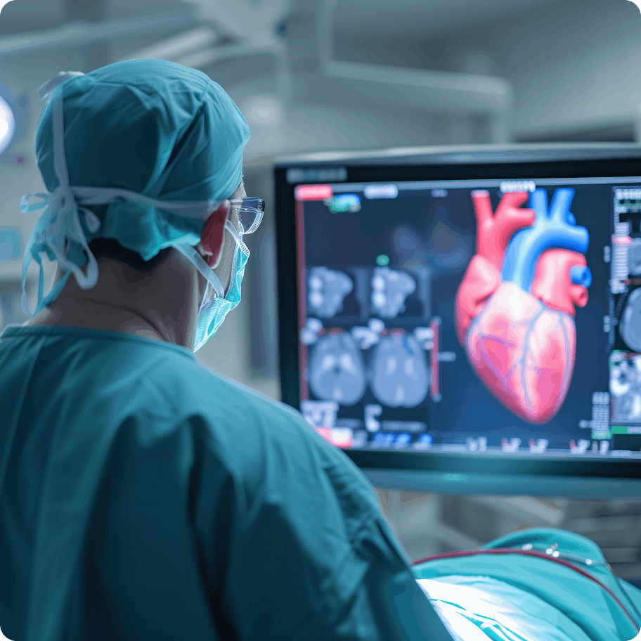 Cardiologist-examines-heart-of-patient-with-an-MRT-scan-in-intensive-care